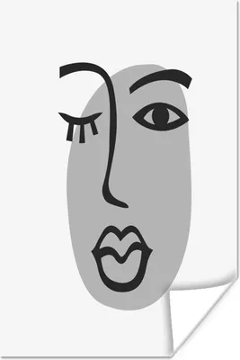 Produktbild von MuchoWow® Poster Gesicht - Frau - Schwarz - Weiß 60x90 cm - Wanddekoration