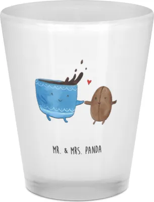 Produktbild von Mr. & Mrs. Panda Pinnchen Kaffee Bohne - Transparent - Geschenk, Glas Schnaps, Likör, Schnapsbecher, Schnapsglas, Tiermotive, Glück, Zufriedenheit, Kaffeebohne, Gläschen