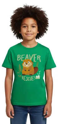 Produktbild von Spreadshirt Hoppers Beaver To The Rescue Kinder T-Shirt, 98/104 (3-4 Jahre), Kelly Green