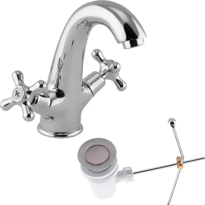 Produktbild von PaulGurkes Waschtischarmatur Aufputz Wasserhahn Zweigriffmischer Retro Excenter