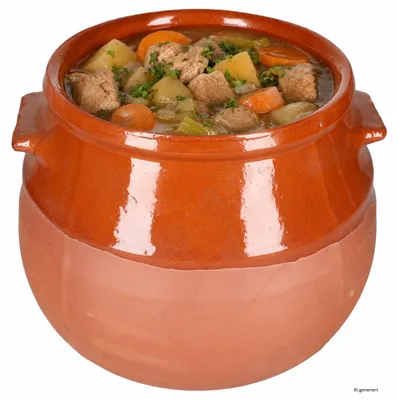 Produktbild von Tontopf 2,5L teilglasiert mediterran Eintopf Schmorgerichte Suppe, KI-generiertes Bild