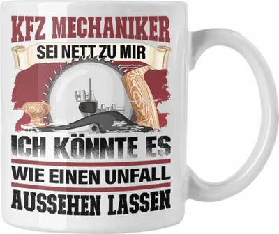 Produktbild von Trendation - KFZ Mechaniker Tasse Geschenk Lustig Spruch Männer Ich Könnte Es Wie Unfall Aussehen Lassen (Weiß)