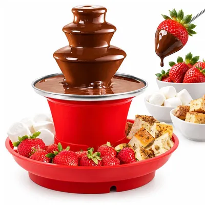 Produktbild von schokofondue, Elektrischer Schokobrunnen 3 Etagen, Schokoladenfondue Brunnen, 500 ml, Mini Schokobrunnen für Partys, Weihnachten und Geburtstage