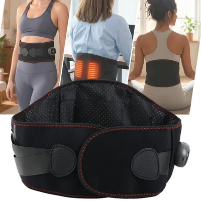Produktbild von Beheizbarer Rücken-Wärmegürtel mit Massage, Akku-Heizgürtel für Lendenbereich, 5 Stufen, 152cm, kabellos, entspannend & wohltuend, USB-C