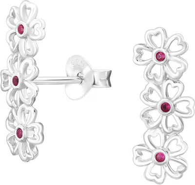 Produktbild von Ohrringe 925 Sterling Silber Ohrstecker Dreifache Blume mit Zirkoniasteinen