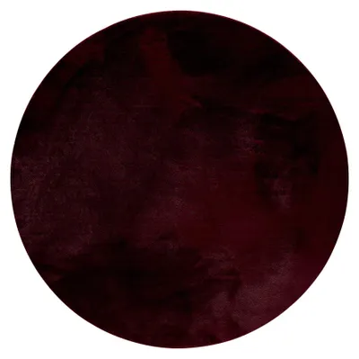 Image de benuta Basic tapis en fibres synthétiques effet fourrure Furry - Bordeaux rond 160 cm - Tapis de salon doux - Dos antidérapant - Lavable - Convient au chauffage au sol