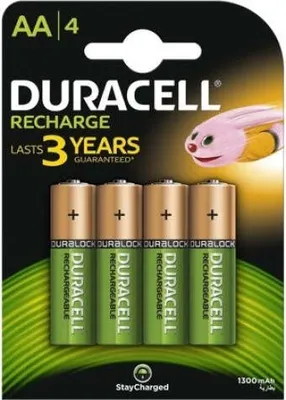 Obrázok produktu pre Dobjacie batrie Duracell NiMH 1300 mAh LR6/AA, 4 ks