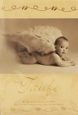 Produktbild von Glückwunschkarte zur Taufe Baby Engel, mit Umschlag