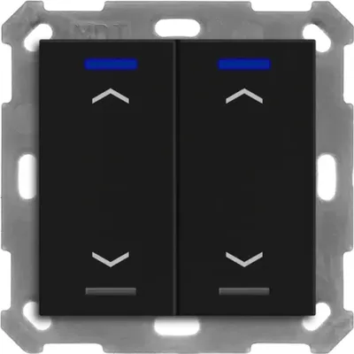 Image de MDT KNX Bouton-poussoir Light 55 double, RGBW, capteur de température, noir mat, store, 1 pièce.