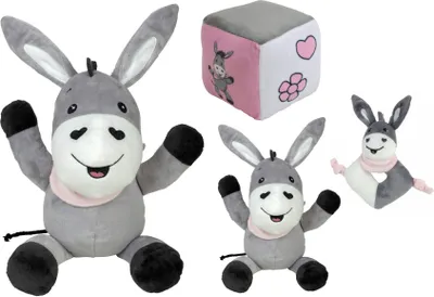 Produktbild von Happy People - Esel Plüsch 4er Set Spielzeug Plüschtier Kleinkinder Kinder für Mädchen