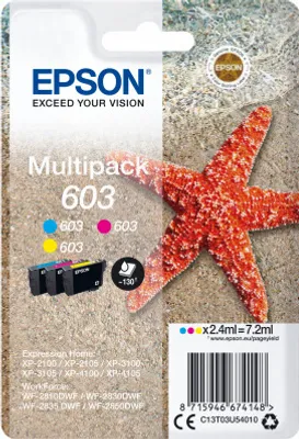 Zdjęcie produktu dla Epson Multipack 3-colours 603 EasyMail, Standardowa wydajność, Cyjan, Purpurowy, Żółty, 2,4 ml, 1 szt., Multipak