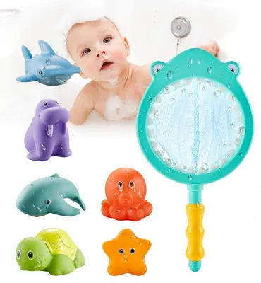 Produktbild von Badespielzeug Set Kinder 7-teilig – Wasserspielzeug Badewanne mit Spritzfunktion