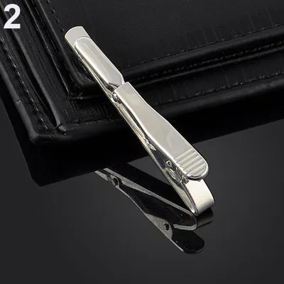 Produktbild von Stück Herren schlicht schlicht dünn Krawatte Krawattenklammer Clip-Verschluss Business-Accessoire Geschenk-Silber