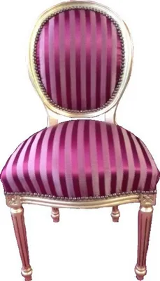 Produktbild von Casa Padrino Barock Esszimmer Stuhl Bordeauxrot / Violett Streifen / Gold Mod2 / Rund