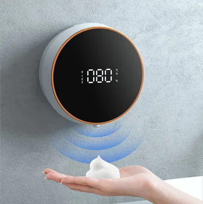 Obrázok produktu pre Automatický dávkovač mydla 3-stupňový nastaviteľný 300 ml elektrický dávkovač mydla na stenu bez dotyku dávkovač mydlovej peny do kúpeľne Škola kuchyne, biely, 14 cm