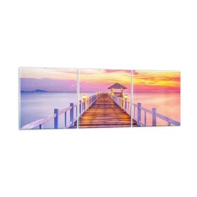 Produktbild von Bilder auf glas - Sonnenuntergang Wasser Brücke Horizont - 120x40cm - Glasbilder - Wandbilder - Kunstdruck - Wanddekoration aus Glas - Glas Bilder - Wandbild auf Glas - GCA120x40-2515