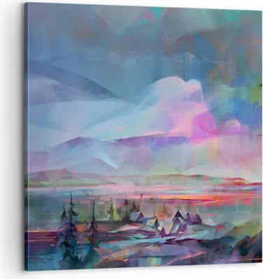 Produktbild von Bild auf Leinwand - Leinwandbild - Berge Baum Wasser - 60x60cm - Wand Bild - Wanddeko - Wandbilder - Leinwanddruck - Bilder - Kunstdruck - Wanddekoration - Leinwand bilder - Wandkunst - AC60x60-3919