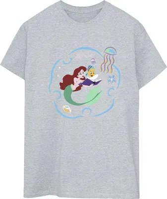 Produktbild von Disney - "The Little Mermaid Reading A Book" T-Shirt für Damen BI30983 (M) (Grau)