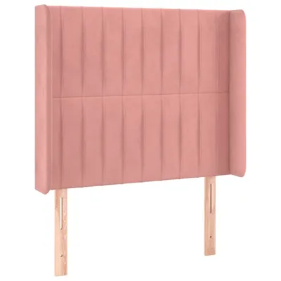 Image de vidaXL Tête de lit avec oreilles rose 93x16x118/128 cm velours