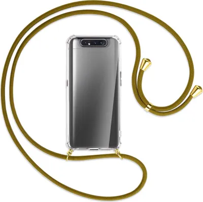 Produktbild von Handykette Backcover-Schutzhülle mit Band (Metall goldfarben) für Samsung Galaxy A80 - khaki