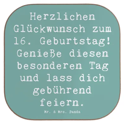 Produktbild von Mr. & Mrs. Panda Tischschoner Spruch 16. Geburtstag - Meeresbrise - Geschenk, speziell, Geburtstagsgeschenk, gläseruntersetzer, Coaster, Tassenuntersetzer, Abenteuer
