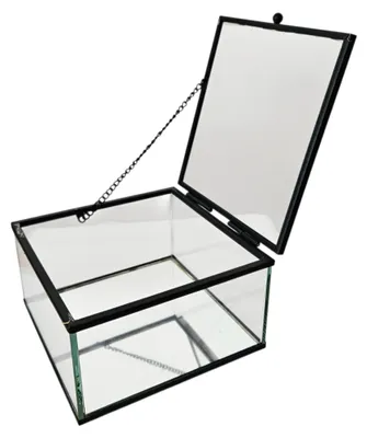 Produktbild von Schmuckkästchen Jewel Box Schmuckschatulle Ringbox Glas + Metall Schwarz