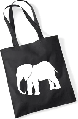 Produktbild von Huuraa Jutebeutel Elefant Silhouette 10 Liter Black Baumwolle Tasche Geschenkidee