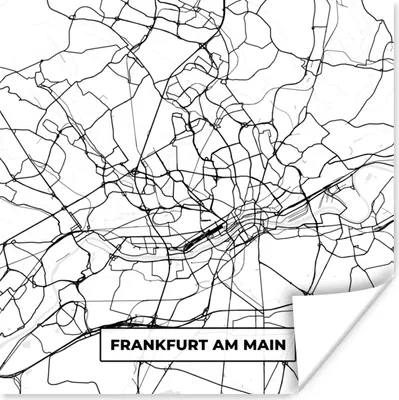 Produktbild von MuchoWow® Poster Karte - Frankfurt am Main - Stadtplan 50x50 cm - Wohnzimmerdekoration