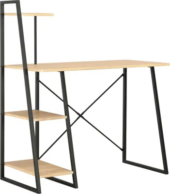 Image de Bureau avec étagère Noir et chêne 102x50x117 cm
