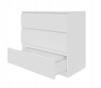 Produktbild von Kommode AVEN 80cm, Schrank 3 Schubladen, weiß, Wohnzimmer, Schlafzimmer