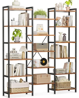 Produktbild von Bücherregal mit 17 Ablagen, 6 Etagen, Industrie-Design, Raumtrenner, 22 x 125.6 x 177.2 cm, Braun