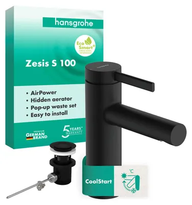 Immagine prodotto di hansgrohe Zesis S Mitigeur monocommandé pour lavabo 100 CoolStart avec tirette de vidage, 74725670, 74725670