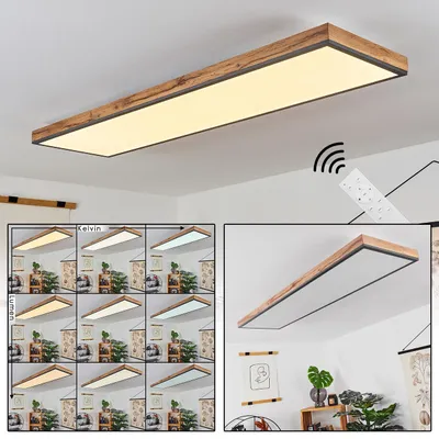 Produktbild von Vacil »Vacil« dimmbare Deckenlampe aus Metall, MDF, Schwarz/Weiß/Holzoptik