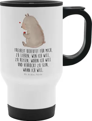 Produktbild von Mr. & Mrs. Panda Thermobecher Bär Marienkäfer - Weiß - Geschenk, Das Leben Ist schön, Teebecher, To Go Becher, To-Go-Becher, Teddy, Freiheit, Liebe, Motivation