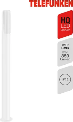 Productafbeelding van Telefunken LED Außen Sockelleuchte Hamm Weiß 97cm 8W 850lm Neutralweiß 4000K