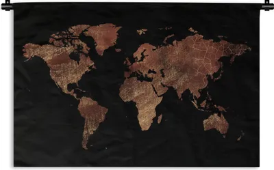 Produktbild von MuchoWow® Wandteppich Wandbehang Weltkarte - Rot - Gold 120x80 cm Tapisserie Dekoration Wandtuch - Wanddekorationen - Wandtücher