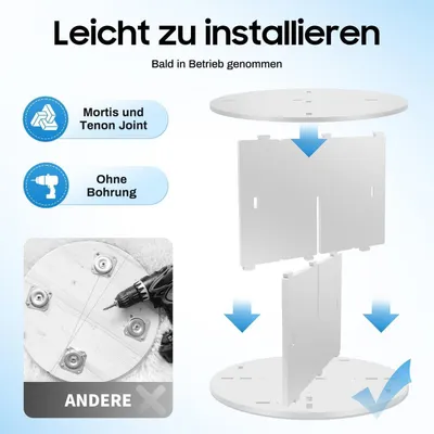 Obrázek produktu pro Otočná knihovna, 4 patra, 360°, otevřená konstrukce, dřevěná, nosnost 60 kg