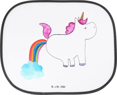 Produktbild von Mr. & Mrs. Panda Sonnenschutz Auto Einhorn Pupsen - Weiß - Geschenk, für Autoscheiben, Sonnenblende, Unicorn, Lustig, Glitzer, Regenbogen, Fürs, Spaß