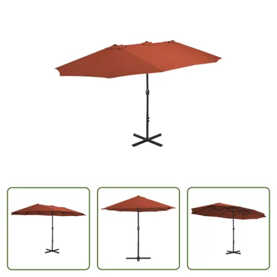 Produktbild von The Living Store Sonnenschirm mit Aluminium-Mast 460x270 cm Terracotta-Rot