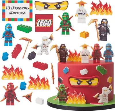 Zdjęcie produktu dla Sweetfanaberia | Dekoracja tortu LEGO NINJAGO - 22 elementy - Jadalne figurki - Kreatywne pieczenie