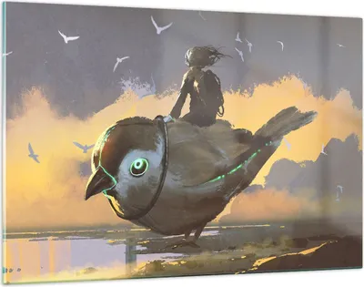 Produktbild von Bilder auf glas - Fantasie Vogel - 120x80cm - Glasbilder - Wandbilder - Kunstdruck - zum Aufhängen bereit - Wanddekoration aus Glas - Glas Bilder - Wandbild auf Glas - Einteilig - GAA120x80-3933