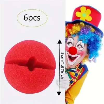 Produktbild von 6 Stück Clownnasen aus Schaumstoff- Lustige Nasen-Schwammkugeln für Party
