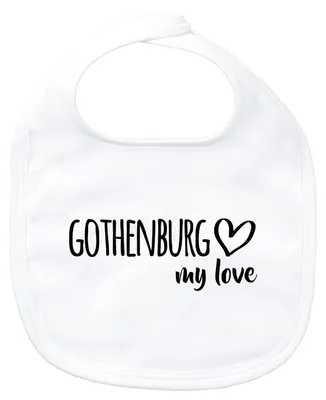 Produktbild von Huuraa Baby Lätzchen Gothenburg my love White Klettverschluss Baumwolle Latz Geschenkidee