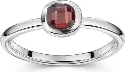 Produktbild von MATERIA by Matthias Wagner Granat Edelstein Ring Silber 925 quadratisch rot in Schmucketui SR-152