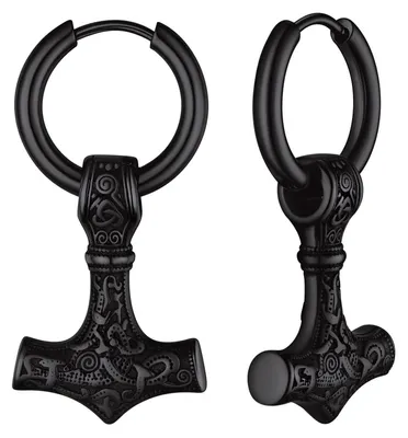 Image de Solidchoice - Boucles d'oreilles en forme de marteau de Thor, en acier inoxydable