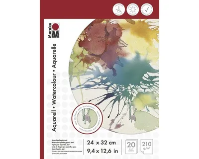 Image de Marabu bloc de peinture pour aquarelle 24x32 cm 220 g/m² 20 feuilles