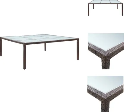 Immagine prodotto di vidaXL Tavolo da pranzo da giardino marrone 200×200×74 cm in poly rattan - Tavoli da giardino