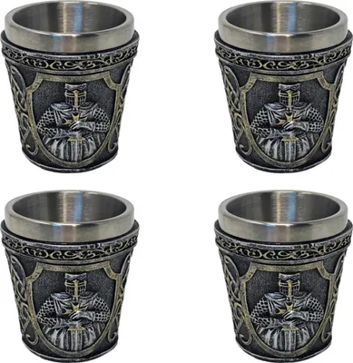Produktbild von 4er Set Schnapsbecher Shotglas Kreuzritter