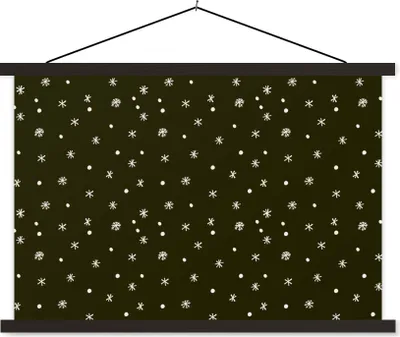 Produktbild von MuchoWow® Textilposter Schnee - Winter - Schwarz 150x100 cm mit schwarzem Rahmen - Schlafzimmer