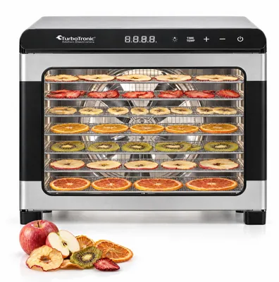 Productafbeelding van TurboTronic TurboWave  FD55 Voedseldroger / Dehydrator 50 liter – 7 etages met RVS-roosters, 35–75 °C, 24-uurstimer; fruitdroger voor fruit, groente, vlees, paddenstoelen en kruiden
